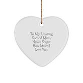 Funny Second Mom Gifts for Christmas - Heart Ornament with 'To My Amazing Second Mom' - Image 1